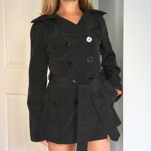 London Fog Double Breasted Tie-Waist Trench Coat